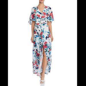 Adelyn Rae White Floral Maxi Dress Flutter Sleeves